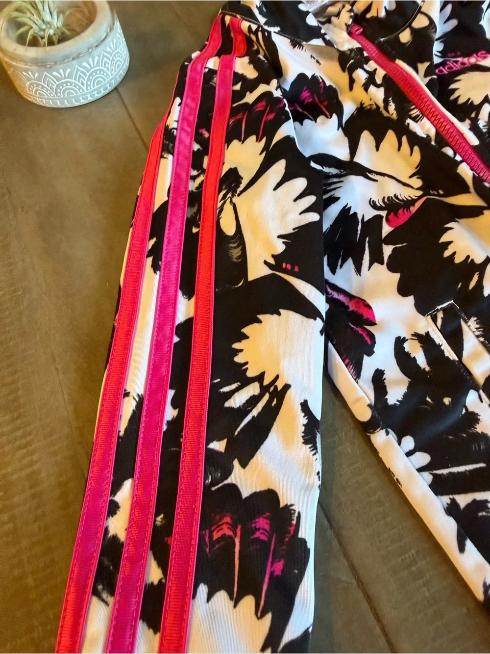 adidas Black, White & Hot Pink Floral Track Set